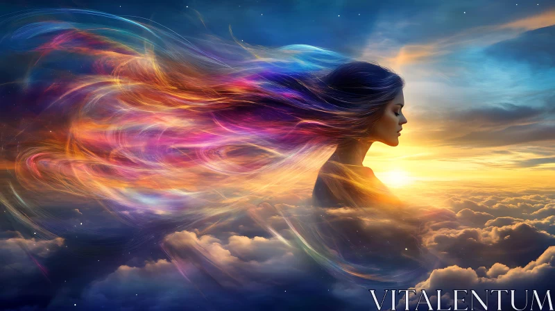 Woman's Profile in Abstract Skies