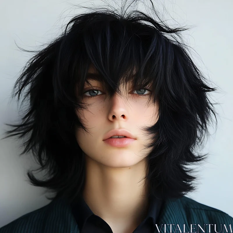 Elegant Woman with Black Hairstyle