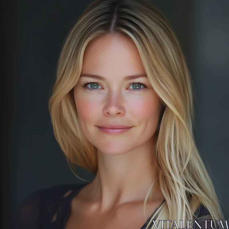Blue-Eyed Blonde Woman Portrait