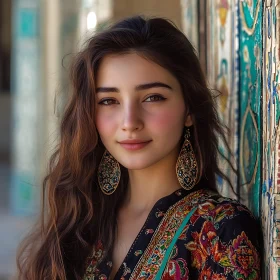 Elegant Woman Portrait in Ornate Setting