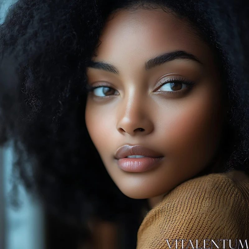Intimate Woman Portrait with Natural Curly Hair Intimate Woman Portrait with Natural Curly Hair