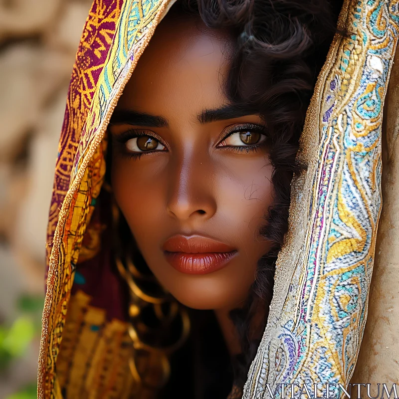 Expressive Woman Portrait in Traditional Veil Expressive Woman Portrait in Traditional Veil