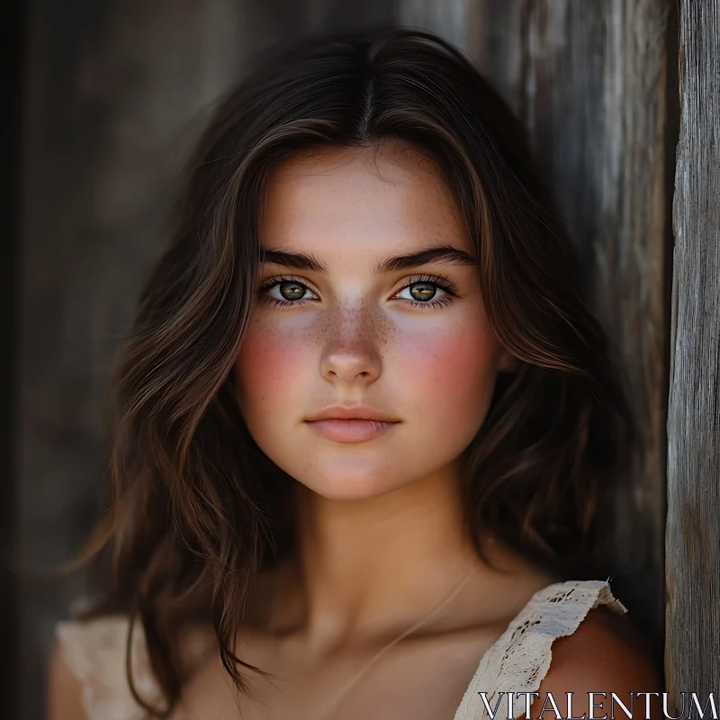 Close-Up Woman Portrait with Freckles