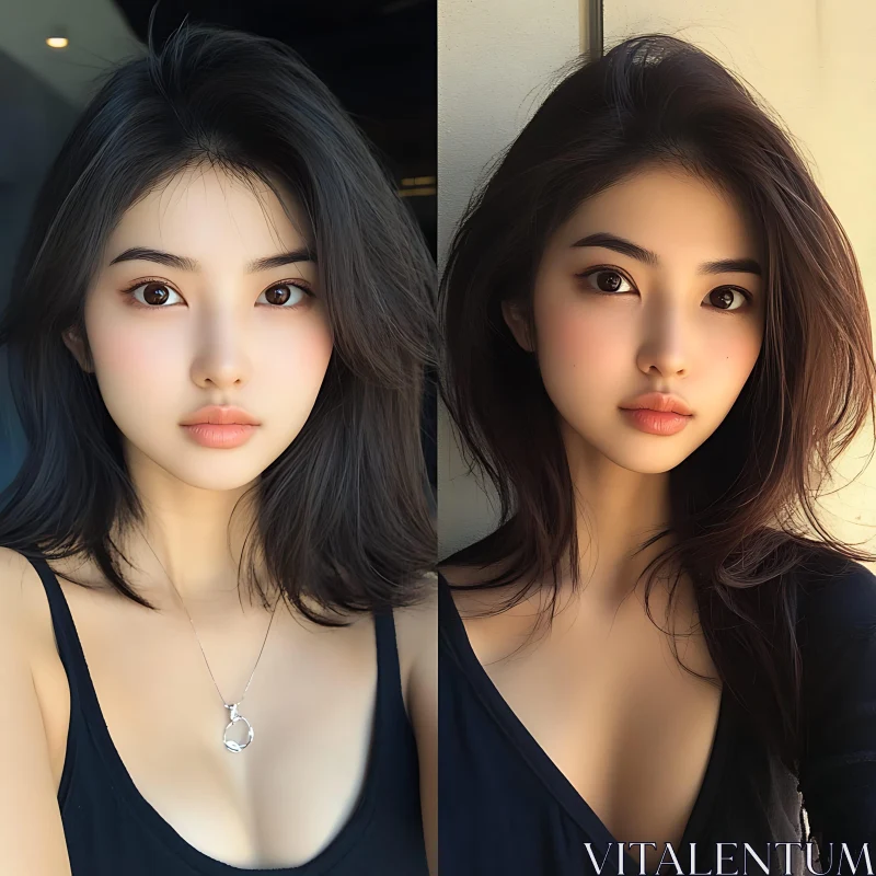 Elegant Woman with Natural Beauty and Dark Hair Elegant Woman with Natural Beauty and Dark Hair