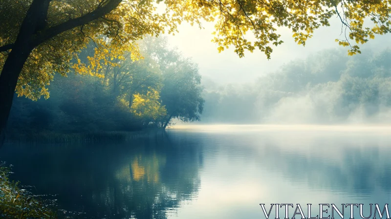 AI ART Serene Misty Lake Landscape