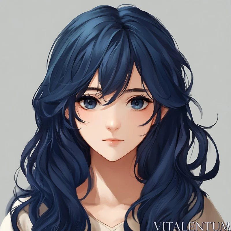 Blue-Haired Anime Girl Illustration AI Image