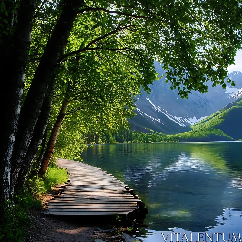 Tranquil Lakeside Path AI Image