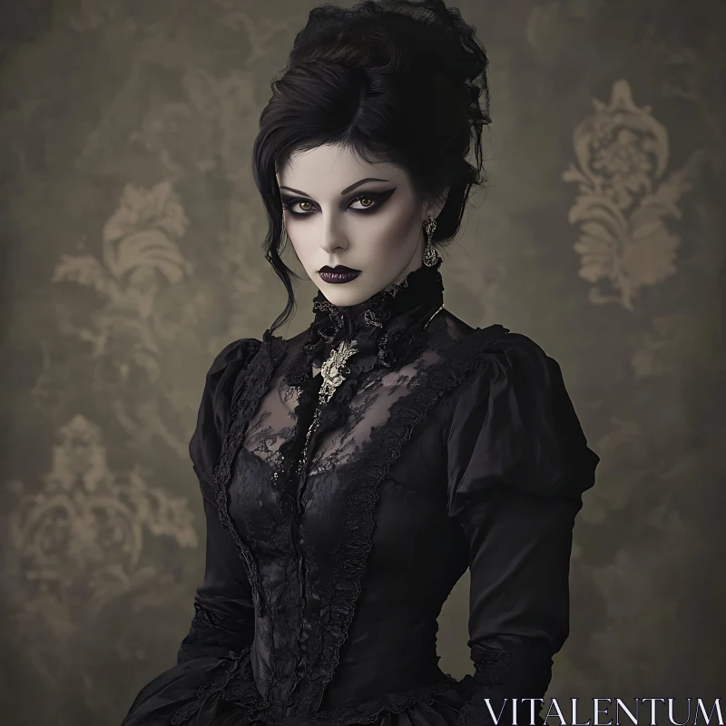 AI ART Vintage Fashion Gothic Woman