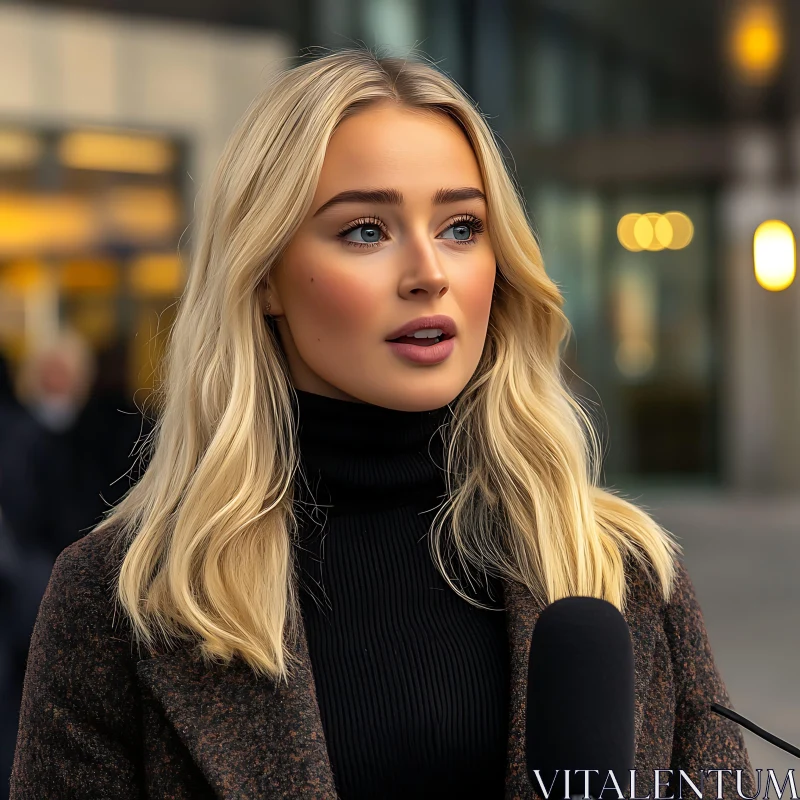 Urban Portrait of Blonde Woman AI Image