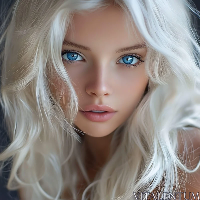 AI ART Blue-Eyed Blonde Woman Portrait