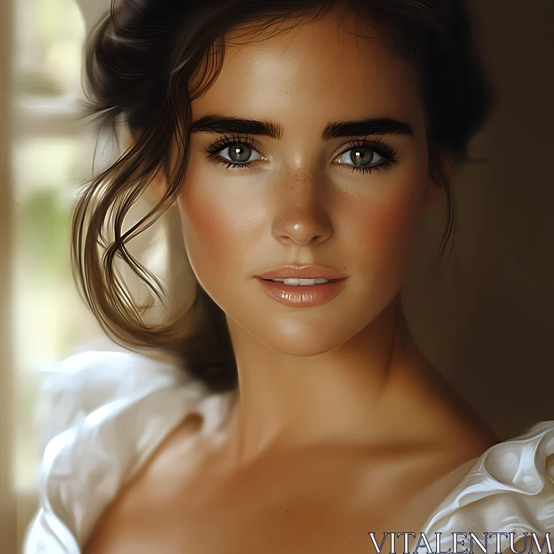 AI ART Beautiful Female Portrait with Soft Lighting