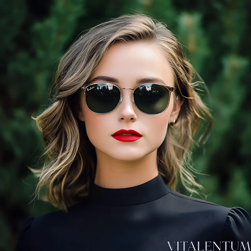 Stylish Woman Portrait with Sunglasses AI Image