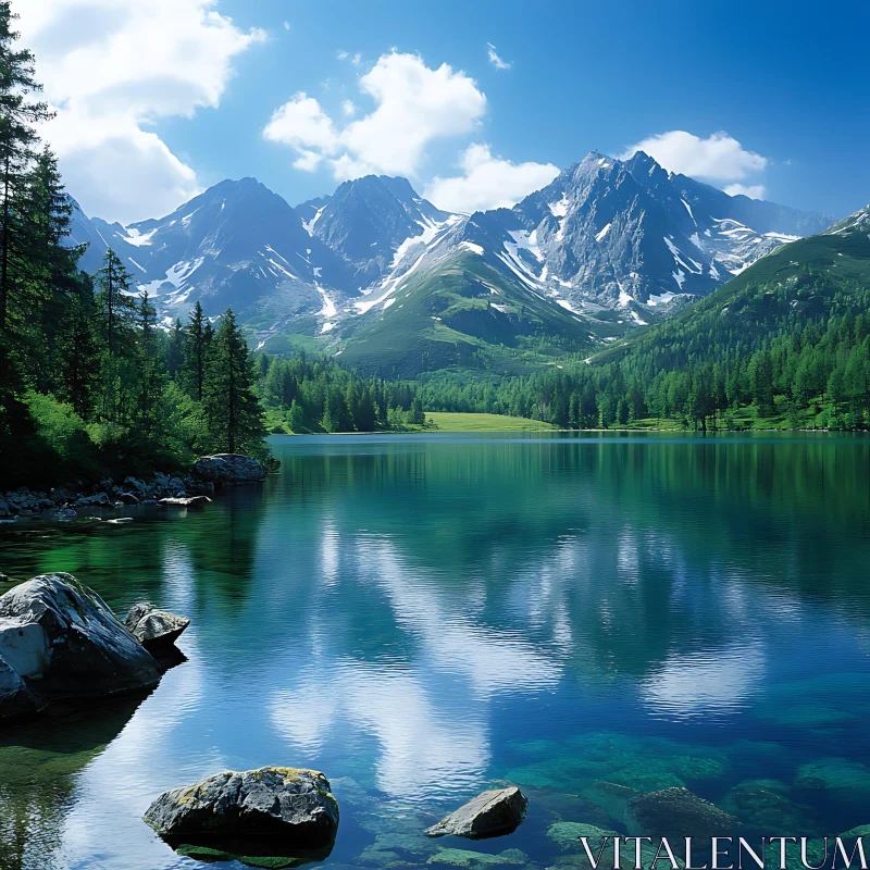 Serene Lake with Majestic Mountains AI Image