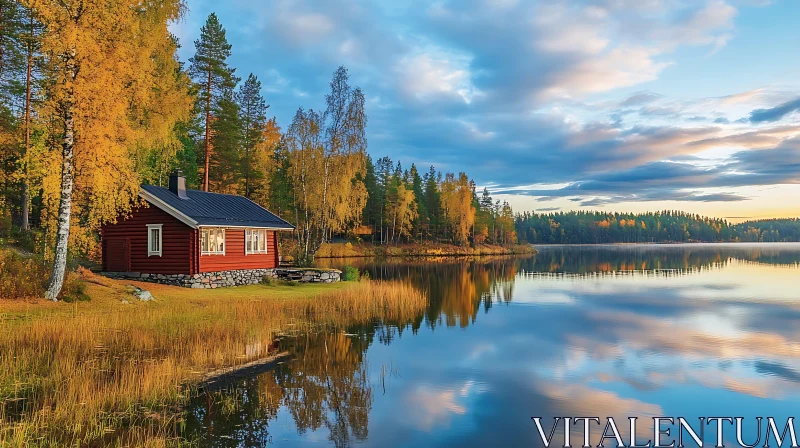 Picturesque Autumn Day by the Lake AI Image