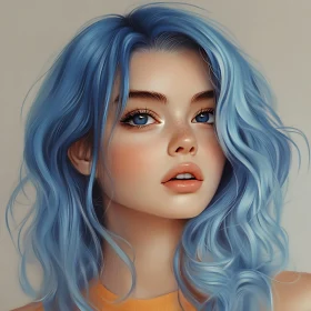 Blue-Haired Beauty: A Captivating Portrait