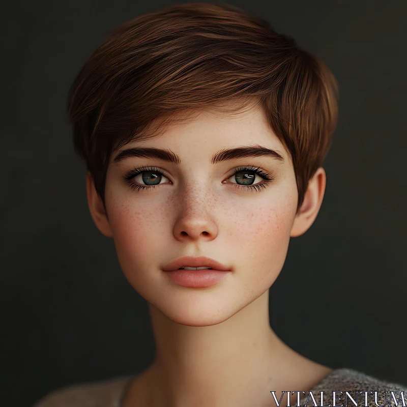 Captivating Woman Portrait with Natural Beauty AI Image