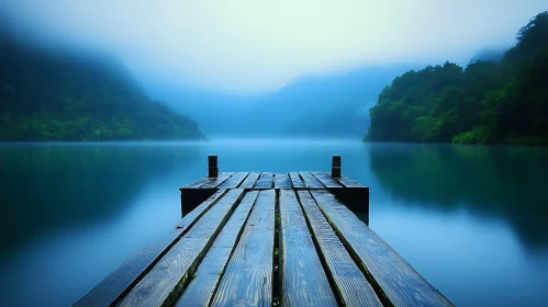 Peaceful Forest Lake with Pier