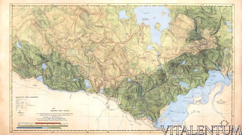 Geographical Topography Map AI Image