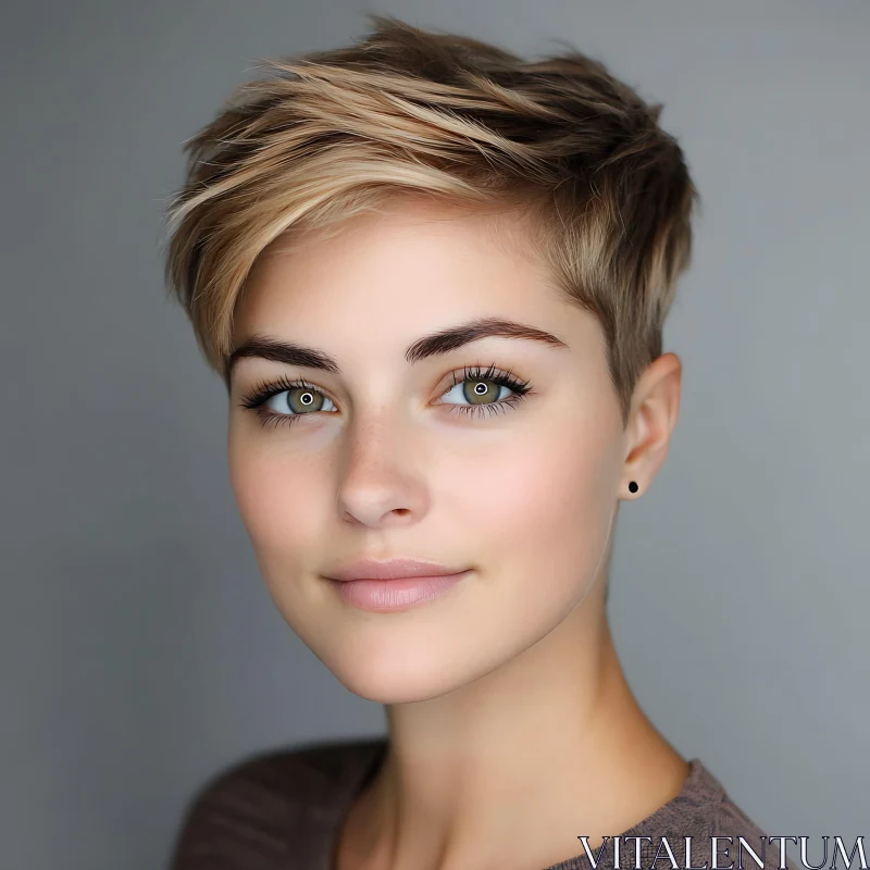 AI ART Confident Young Woman with Short Hair