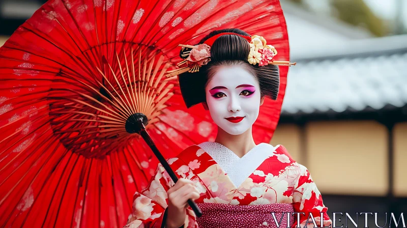 Cultural Portrait of a Geisha AI Image