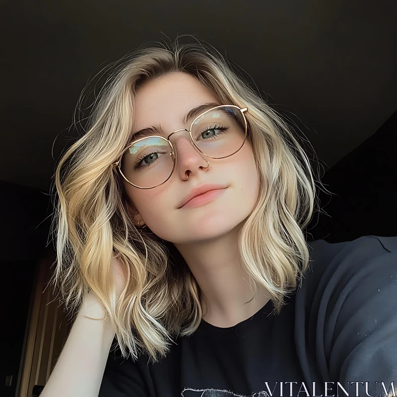 AI ART Casual Portrait of a Blonde Woman with Glasses