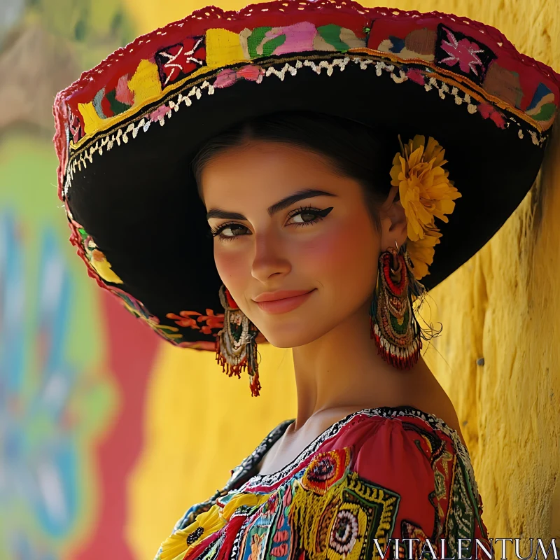 Young Woman in Traditional Mexican Attire AI Image