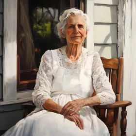 Serene Elderly Woman on Porch