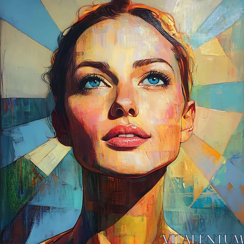 AI ART Colorful Geometric Woman Portrait