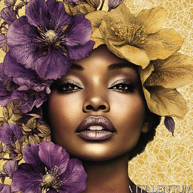 Floral Woman Portrait Art AI Image