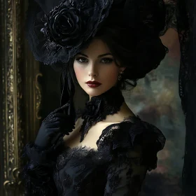 Victorian Lady in Black - Elegant Portrait