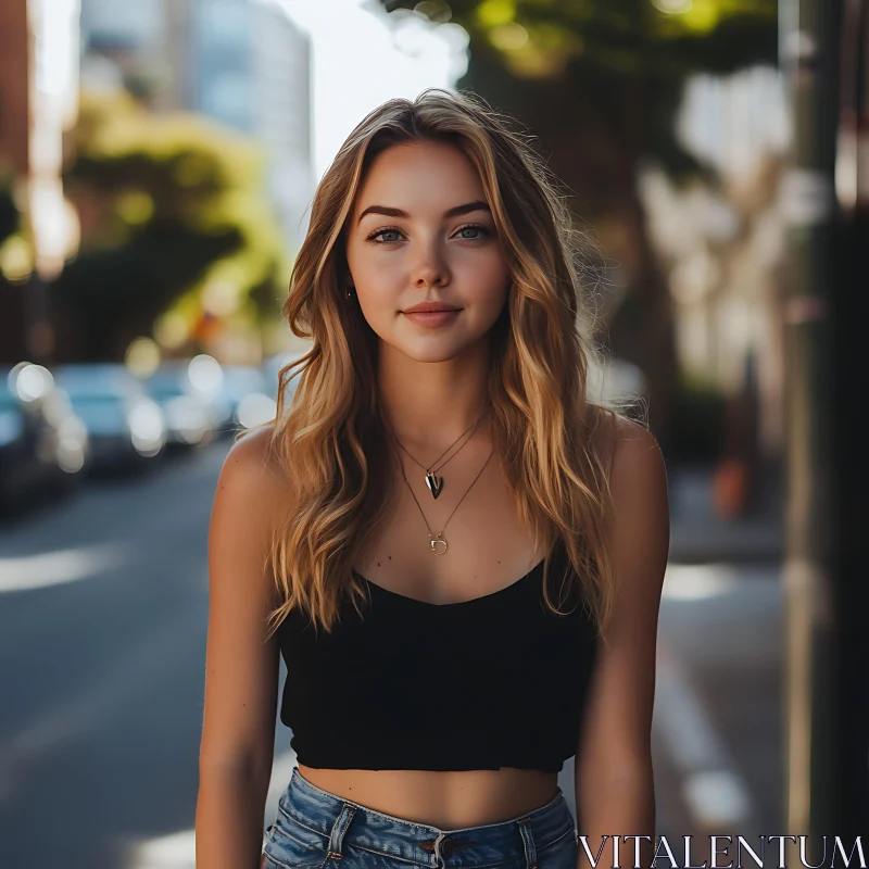 AI ART Candid Street Portrait of a Young Woman