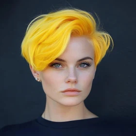 Modern Woman with Bright Yellow Short Haircut