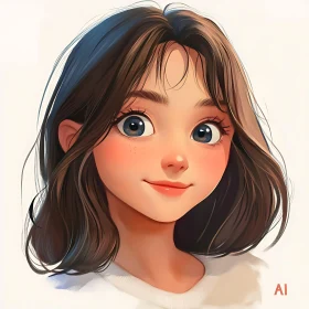 Adorable Anime Girl Digital Illustration