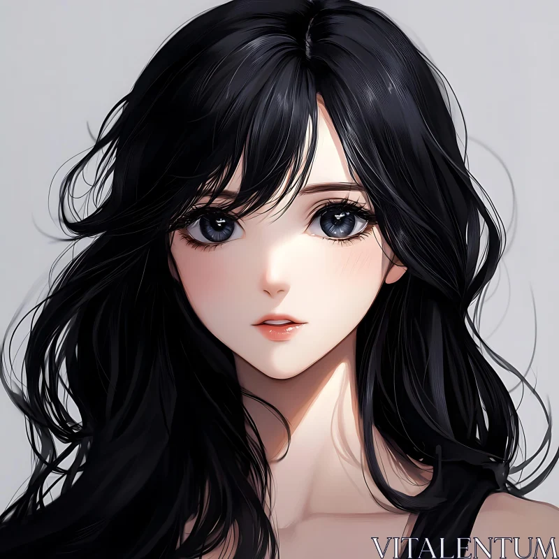 Anime Female Portrait with Expressive Features AI Image