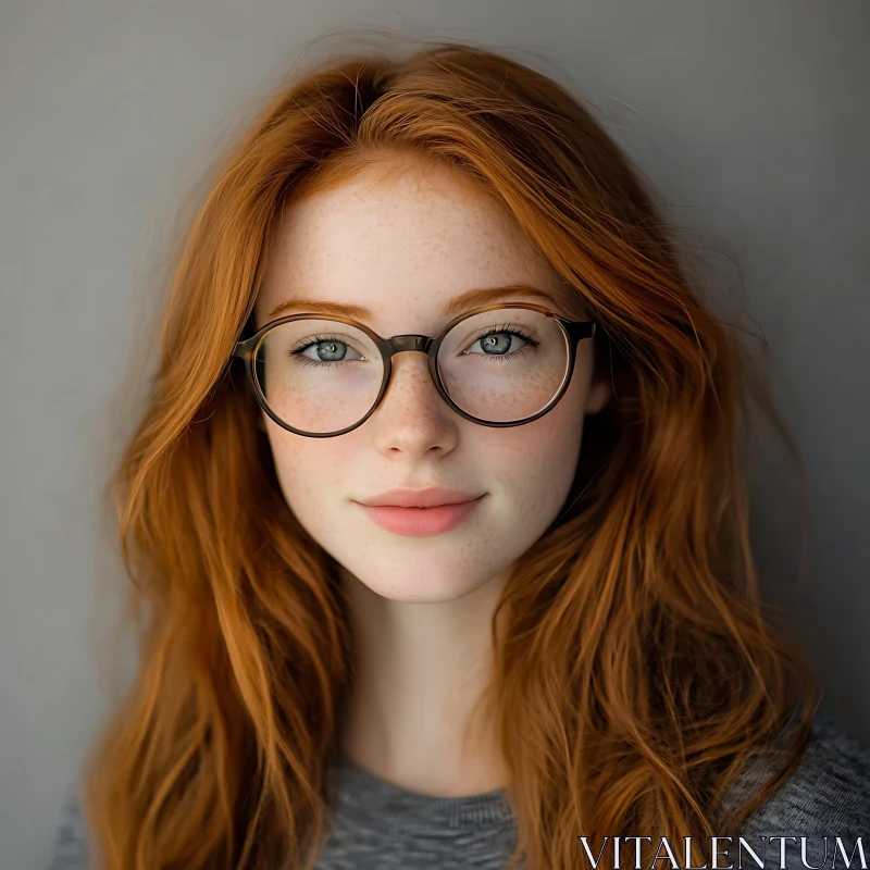 Redheaded Woman with Freckles AI Image