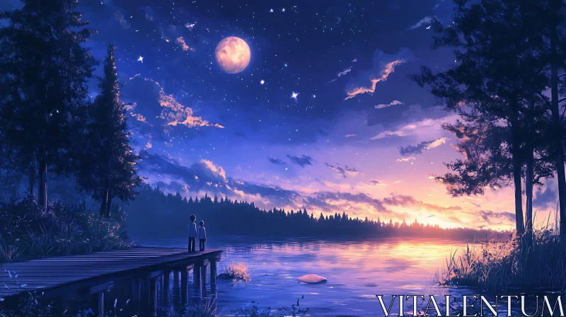 AI ART Tranquil Lake under Starry Night Sky