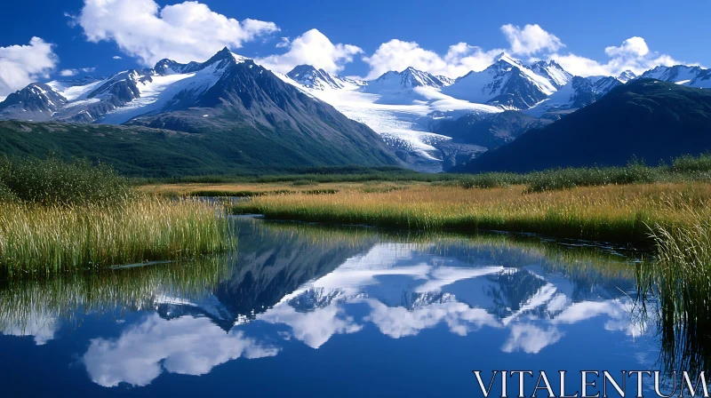 Majestic Mountains Overlooking Serene Lake AI Image