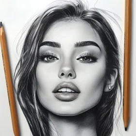 Detailed Pencil Art of a Woman's Face