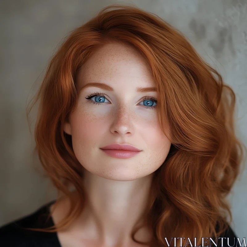 Portrait of a Freckled Redhead Woman AI Image