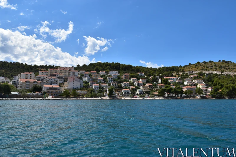 Hillside Houses Overlooking Adriatic Waters Free Stock Photo