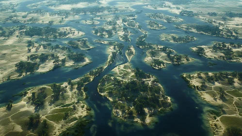 Winding Waterways in a River Delta Landscape