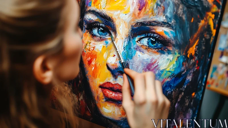 Portrait Painting Process | Expressive Art in Progress AI Image