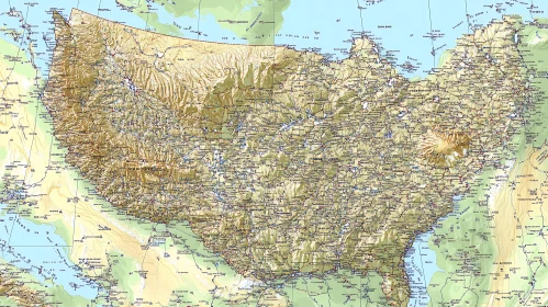 Intricate Topographical Map Illustrating Varied Terrain