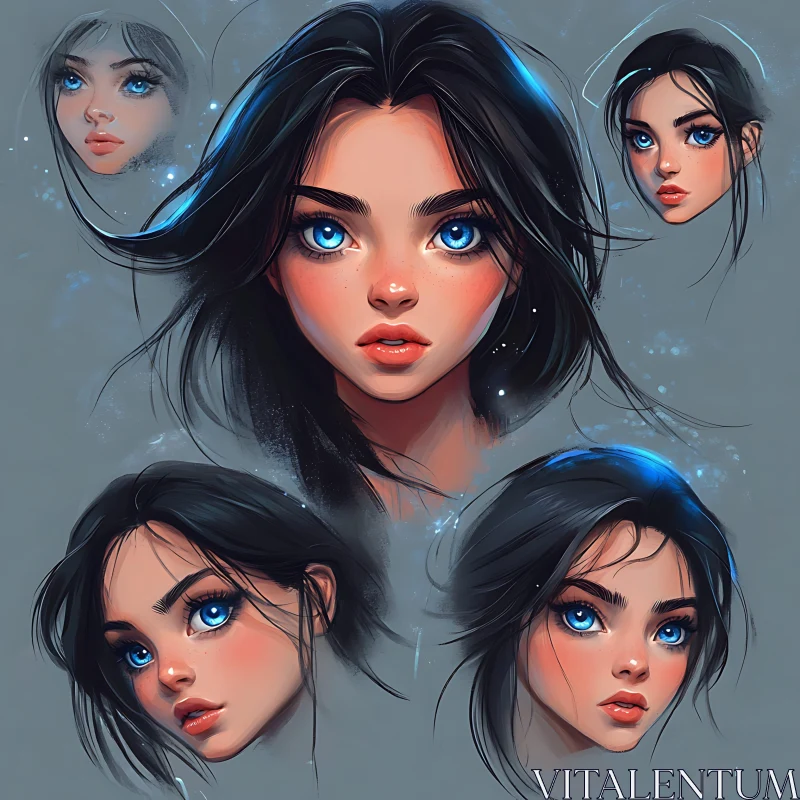 AI ART Character Design with Captivating Blue Eyes