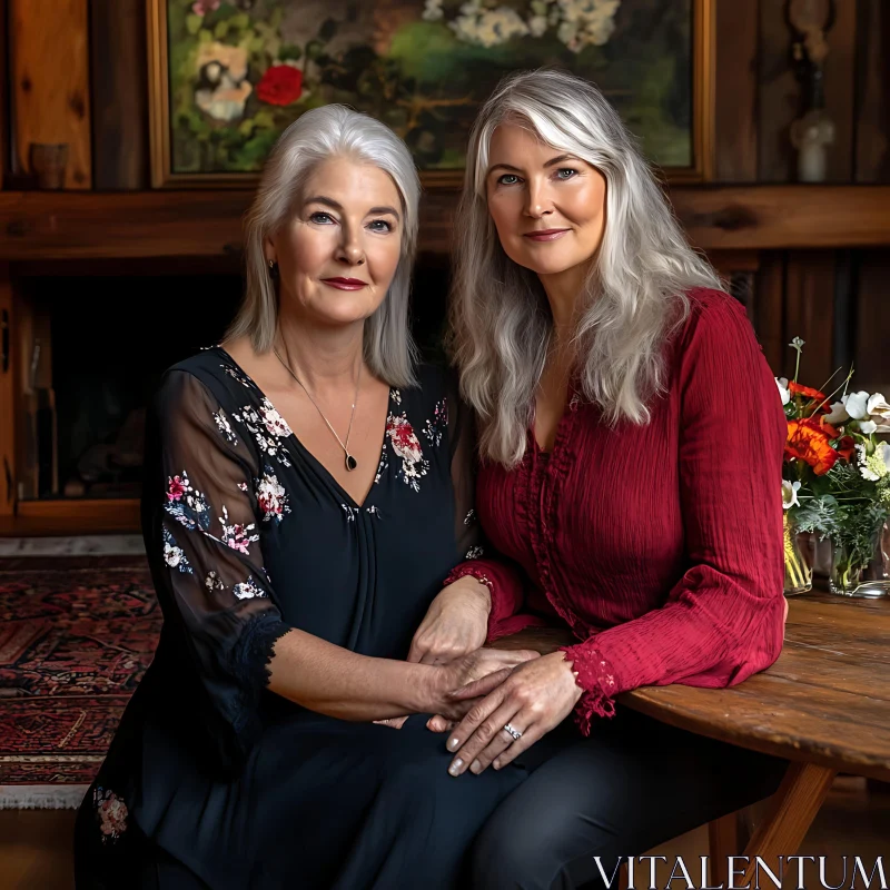 Two Women in a Stylishly Decorated Setting AI Image