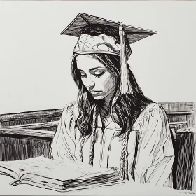 Graduation Cap and Gown Illustration