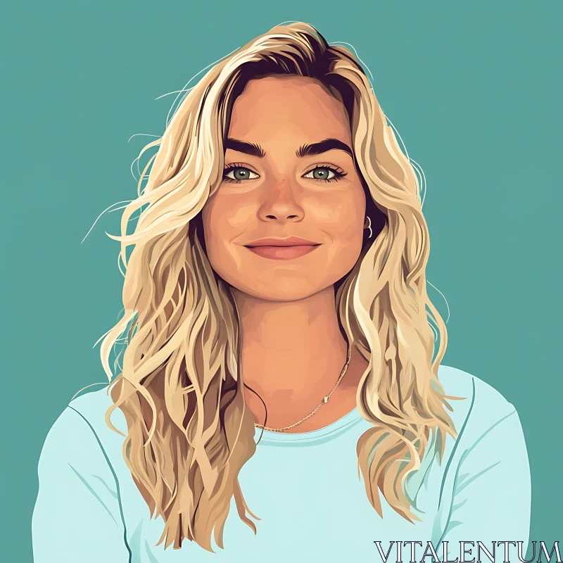 AI ART Blonde Woman Portrait Digital Art