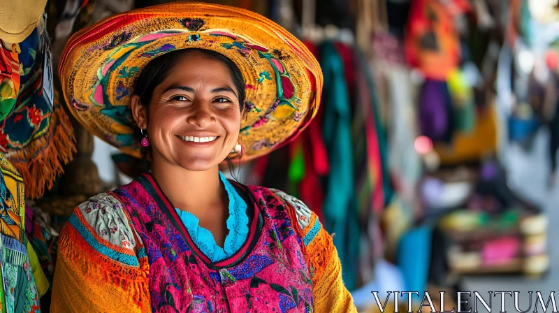 Vibrant Traditional Attire at Market AI Image