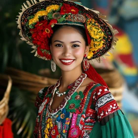 Colorful Cultural Portrait of a Smiling Woman