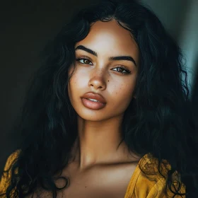 Woman with Freckles and Curly Hair Portrait
